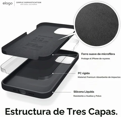 Vista 4 de elago Funda de silicona líquida prémium para iPhone 12 Mini, color negro