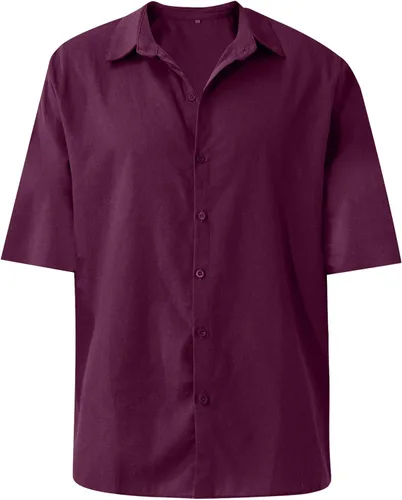 Vista 4 de Camisas de manga corta con botones para hombre, estilo casual, ajustadas, para trabajo, ajuste regular
