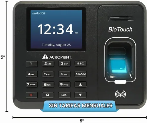 Vista 7 de Acroprint BioTouch - Reloj automático biométrico automático de tiempo de proximidad (sin tarifa mensual)