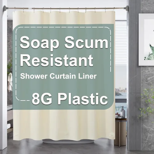 Vista 72 de AmazerBath Cortina de ducha larga de 36 x 84 pulgadas, cortina de ducha transparente de PEVA grueso resistente, cortina estrecha con 2 piedras