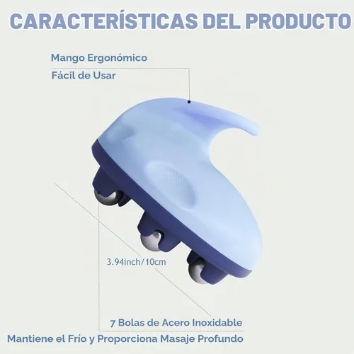 Vista 4 de Rodillo de Masaje Linfático para Eliminación de Celulitis y Escultura Corporal - Herramienta de Masaje de Celulitis Manual para Eliminación de Azul
