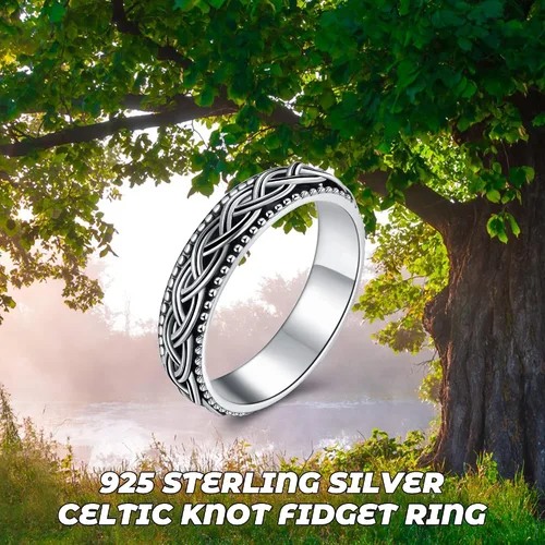 Vista 43 de YAFEINI Anillo giratorio de plata de ley para mujer, nudo celta, girasol, margarita, corazón, árbol de la vida, joyería de regalo para mujeres