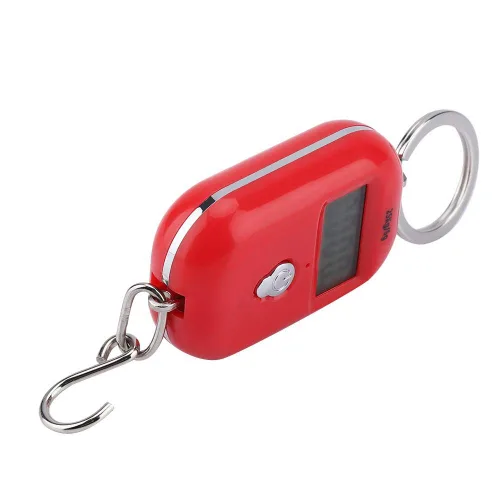 Vista 5 de Mini báscula electrónica, báscula de pesaje de pescado, portátil, 55.1 lbs/5G, báscula colgante digital, llavero de bolsillo, gancho