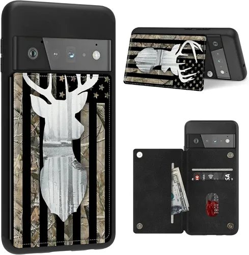 Vista 15 de Funda para Google Pixel 6 Pro con ranura para tarjetero, funda de piel sintética, doble cierre magnético y cubierta duradera de poliuretano girasol