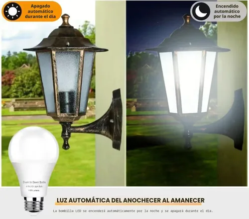 Vista 2 de GEPLAD Paquete de 6 bombillas LED A19 con sensor A19, fotocélula automática de encendido/apagado automático para iluminación al aire libre, luz
