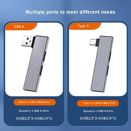 Vista 3 de Concentrador USB, concentrador USB de 3 puertos con puerto USB 2.0 y puerto USB 3.0, divisor USB, extensor USB para laptop, PC, unidad flash, disco