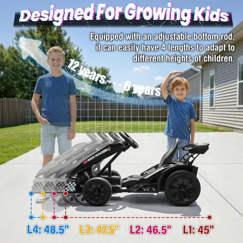Vista 8 de Go Kart eléctrico de 24 V para niños, carrito de deriva, kart a la deriva Negro