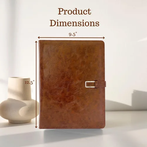 Vista 2 de Office Werks Carpeta profesional de negocios con bloc de escritura tamaño carta, 8.5 x 11 pulgadas, aspecto y tacto de cuero de primera calidad