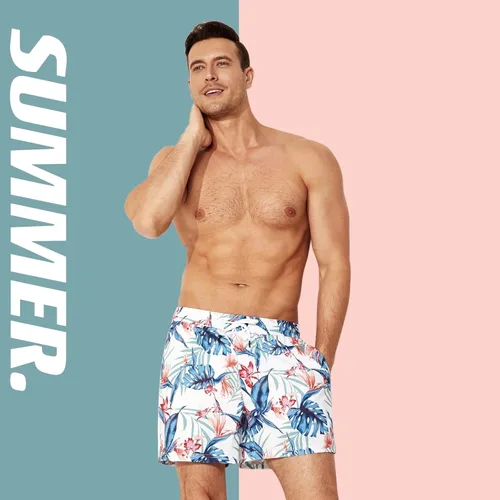 Vista 2 de BRISIRA Trajes de baño para hombre con entrepierna de 5 pulgadas, forro de compresión, pantalones cortos de playa para natación, traje de baño