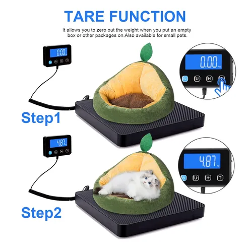 Vista 4 de Báscula de envío digital, 0.18 oz de alta precisión, 440 libras con funciones de sujeción y tara para paquetes/equipaje/hogar, superficie