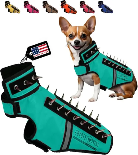 Vista 17 de CoyoteVest SpikeVest - Chaleco de arnés para perro, accesorios reflectantes para perros con picos para proteger a tu mascota de ataques de Raptor
