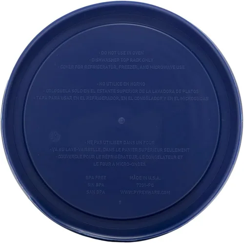 Vista 2 de Pyrex - 6 tapas para tazas, Azul oscuro Dishwasher Safe Non-Porous Surface Resists Odors Keeps Food Fresh Fits Round Glass Bowls Microwave