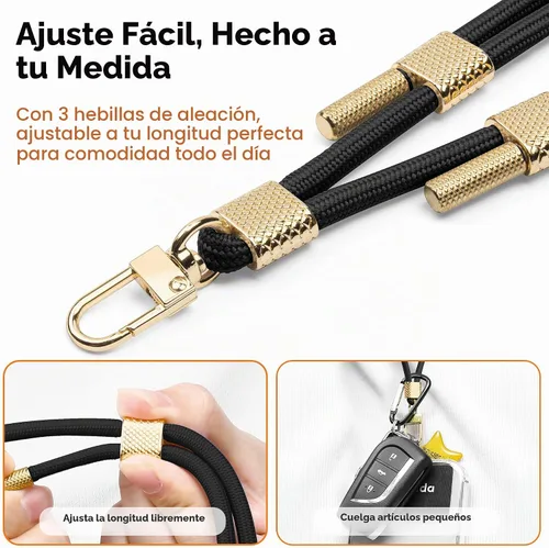 Vista 3 de Cordón universal para teléfono celular, correa antirrobo ajustable para el cuello para iPhone 17 Pro Max, 2 parches de teléfono, almohadillas