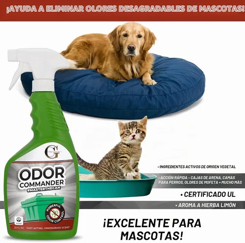 Vista 6 de Garbage Commander Odor Commander, botella de spray para control de olores, 22 onzas, aroma a hierba de limón, fabricada con orgullo en Canadá