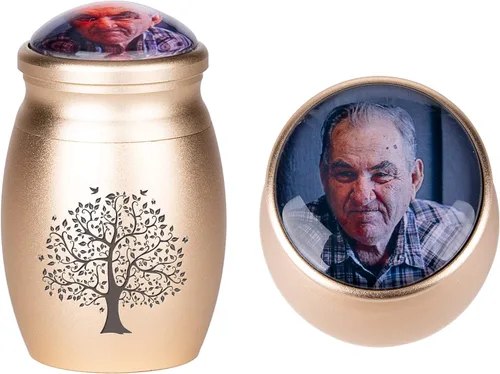 Vista 26 de Bivei Urnas pequeñas para cenizas humanas, urna personalizada de recuerdo con foto y texto para hombres y mujeres, mini urnas para adultos