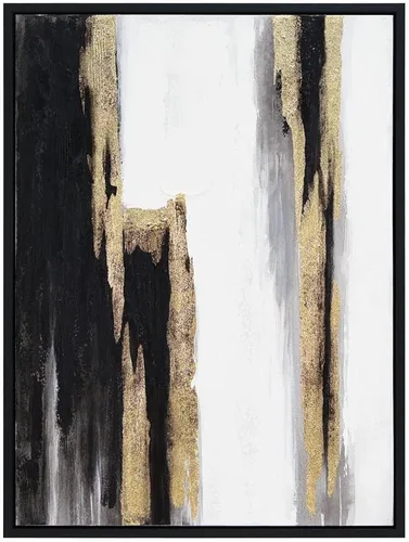 Vista 42 de Empire Art Direct Arte abstracto para pared, lienzo pintado a mano con textura por Martin Edwards, marco negro, 24 x 48 pulgadas, goteo nevado 1