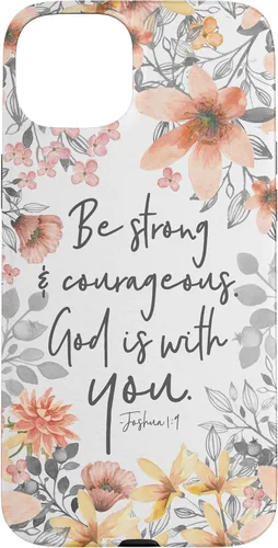 Vista 9 de Funda para iPhone 17 con cita cristiana de Joshua 1:9 con diseño de acuarela bonita floral
