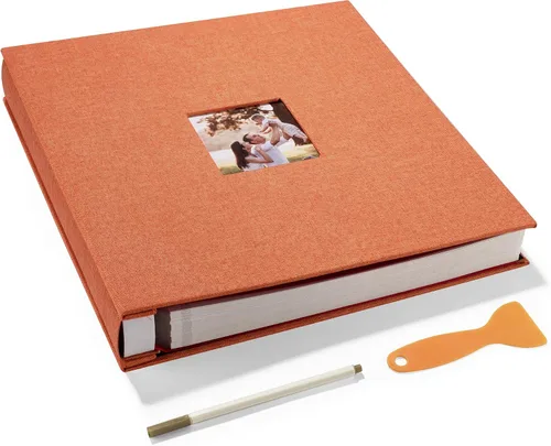Vista 32 de HoneyTolly Álbum de fotos autoadhesivo para fotos de 4 x 6 imágenes, cubierta magnética de lino, 15 hojas/30 páginas en blanco para bodas Beige claro