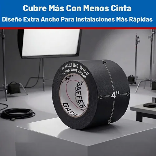 Vista 2 de Gaffer Power cinta de tela profesional, con calidad premium. Hecha en Estados Unidos. Cinta de tela resistente. No reflexiva. Multipropósito. Mejor