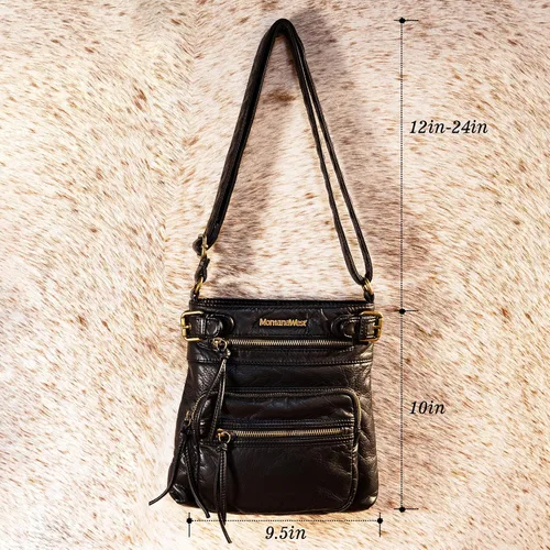 Vista 3 de Montana West Crossbody Bag for Women Soft Washed Leather Multi Pocket Shoulder Purses