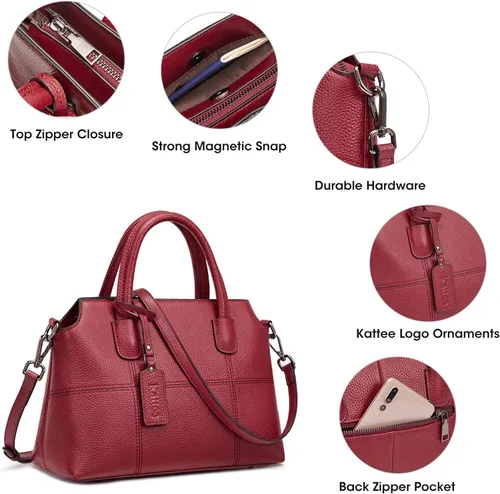 Vista 5 de Kattee - Bolsos de piel auténtica para mujer, bolsos de mano suaves para mujer