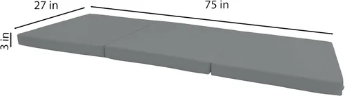 Vista 2 de Colchón tríptico gris, Shikibuton, para cama, de 3 pulgadas de alto x 27 pulgadas de ancho x 75 pulgadas de largo, de 1.8 libras. Colchoneta