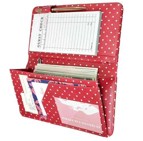 Vista 14 de Libreta para servidores con bolsillo con cremallera y cierre magnético, libreta de servidor, libro para camarera, libro de servicio con bolsillo
