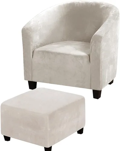 Vista 7 de XMNTG Fundas de terciopelo elástico para sillas de bañera, fundas para sillas de club, fundas redondas para sillas de barril, protector de muebles