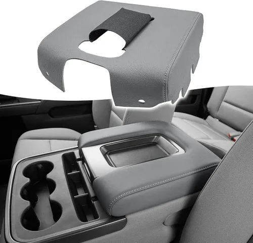 Vista 10 de KBH Funda de reemplazo para consola central de auto para Chevy Chevrolet Silverado y GMC Sierra 1500 2500 3500 2014-2018, funda de reposabrazos