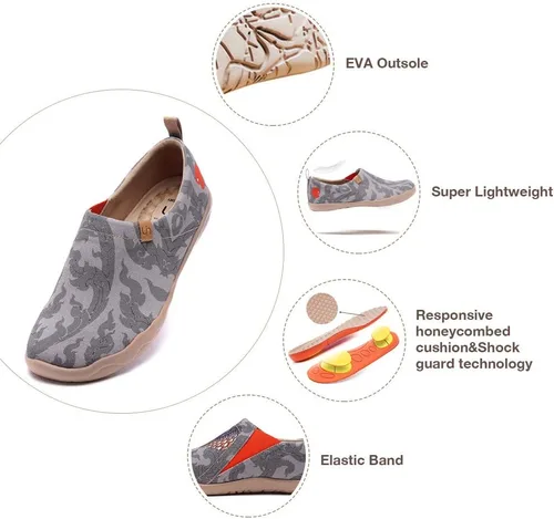 Vista 7 de UIN Zapatos de viaje con diseño artístico para hombre, mocasines informales, elegantes, ligeros, cómodos, a la moda