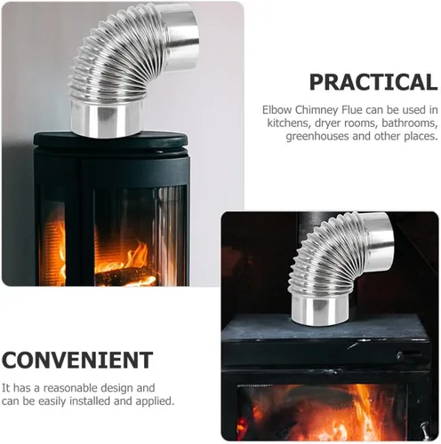 Vista 7 de ARTIBETTER Tubo de estufa de leña, estufa de calefacción de 2.8 in, codo de chimenea de escape, accesorios para estufa de campamento, mangueras