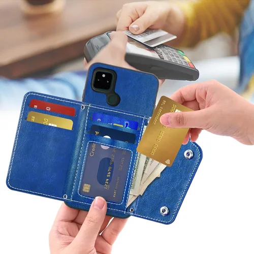 Vista 3 de Asuwish Funda para teléfono para Google Pixel 4a 5G 6.2 con protector de pantalla, tarjetero y correa cruzada, soporte para celda de cuero