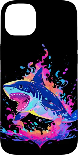 Vista 15 de iPhone 16 Colorful Shark, Spirit Animal, Multicolor Art, Case