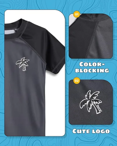 Vista 3 de maamgic Camisetas de natación de manga larga UPF 50+ para niños, protección solar UV, camisetas de natación para niños pequeños, trajes de baño