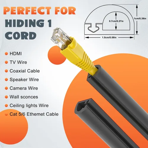 Vista 3 de UOMTFAI Cubierta de cable de pared de 39 pulgadas, cubierta de cable autoadhesivo para cables, cubierta de cable flexible para gestión de cables