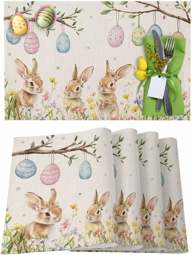 Vista 23 de Juego de 1 mantel individual gris de Navidad, manteles individuales de enanos de invierno y cardenales antideslizantes, manteles individuales