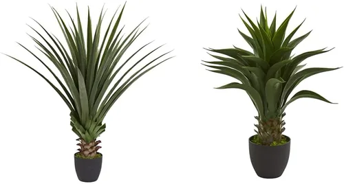 Vista 8 de Nearly Natural Planta de agave con pinchos de 4 pies y plantas artificiales de seda Dracaena (tacto real), color verde