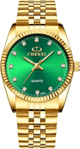 Vista 4 de DREAMING Q&P Fq-043 Clásico Oro Acero Inoxidable Masculino Femenino Cristales Cuarzo Relojes de Pulsera para Hombre Mujer Oro