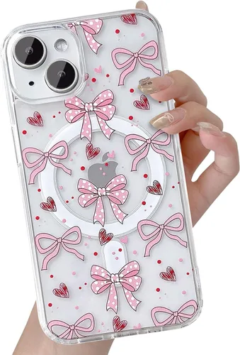 Vista 33 de UEEBAI - Funda magnética para iPhone 11, diseño de lazo, compatible con MagSafe, funda transparente delgada inalámbrica, antiamarilleo, a prueba