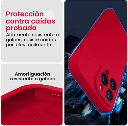 Vista 4 de FireNova Funda diseñada para iPhone 13 Pro Max, funda de silicona [protección de cámara] con [2 protectores de pantalla], forro interior de Rojo