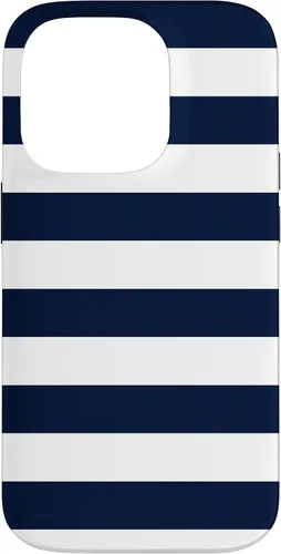 Vista 17 de Azul marino blanco rayas geométricas femeninas rayas preppy rayas caso para iPhone 17