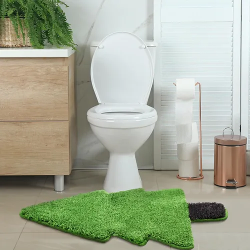 Vista 5 de Tinideya Alfombra de baño de árbol de Navidad para niños, 28 x 20 pulgadas, tapete de baño para bañera, árbol de Navidad, tapete de baño verde