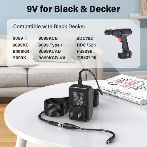 Vista 2 de Reemplazo del cargador de taladro de 9 V para taladro inalámbrico Black & Decker 7.2V Power Cord AC Adapter Fit for Black Decker 9099KC 9099KCB