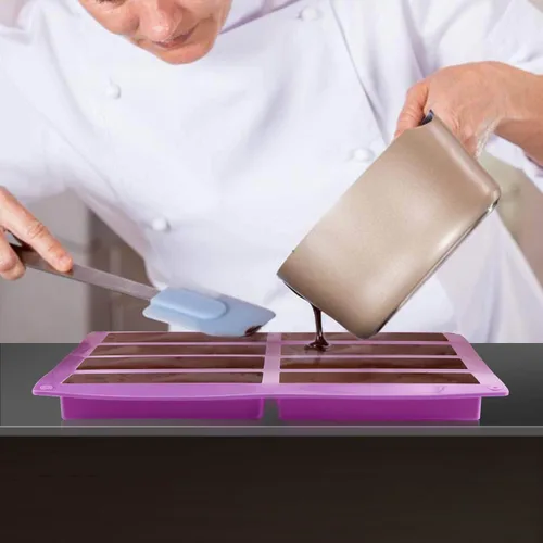 Vista 2 de Molde de silicona para barra de granola, paquete de 2 moldes rectangulares de 8 cavidades para nutrición/cereal/energía para barra de chocolate