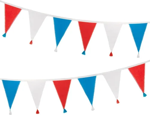 Vista 11 de Talking Tables Bandera de tela arcoíris con borlas – 10 pies Guirnalda de banderines de bandera triangular, 100% algodón, para niños, niñas