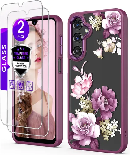 Vista 17 de Carcasa para Samsung Galaxy A14, diseño de flores transparentes