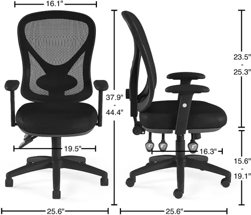 Vista 7 de STAPLES Silla de trabajo ergonómica, malla, negro, paquete de 2