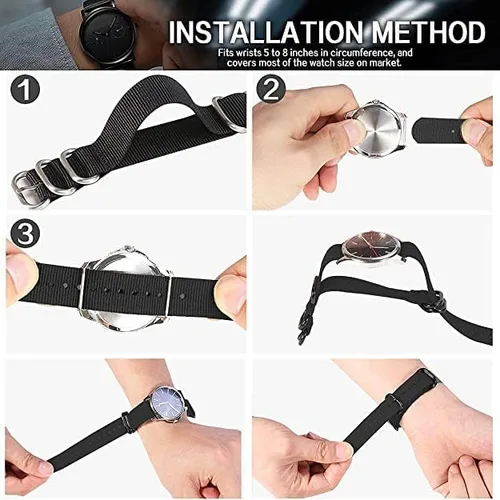 Vista 5 de Correas de reloj de poliéster, estilo Bond, banderas nacionales militares, diseño de banderas, correas de reloj de poliéster para hombres y mujeres