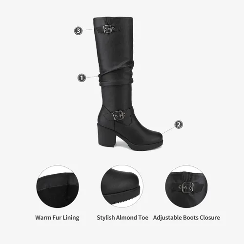 Vista 5 de Dream Pairs - Botas a la rodilla de tacón grueso para mujer