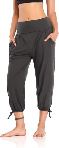 Vista 2 de DIBAOLONG - Pantalones de yoga para mujer, pantalones capri sueltos para entrenamiento, pantalones deportivos cómodos con bolsillos